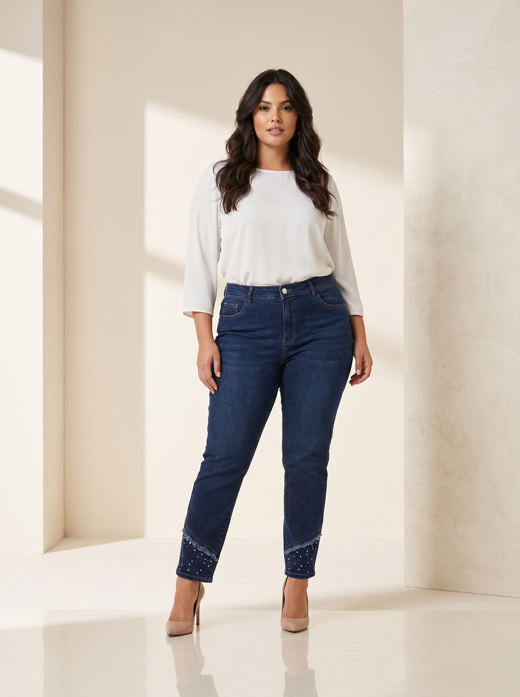 Еластични дънки в модерна визия Plus size