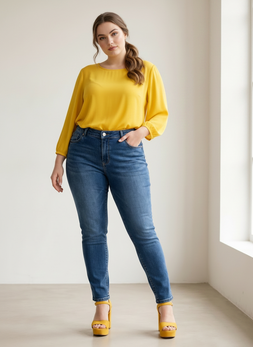 Пролетен модел дънки PLUS SIZE