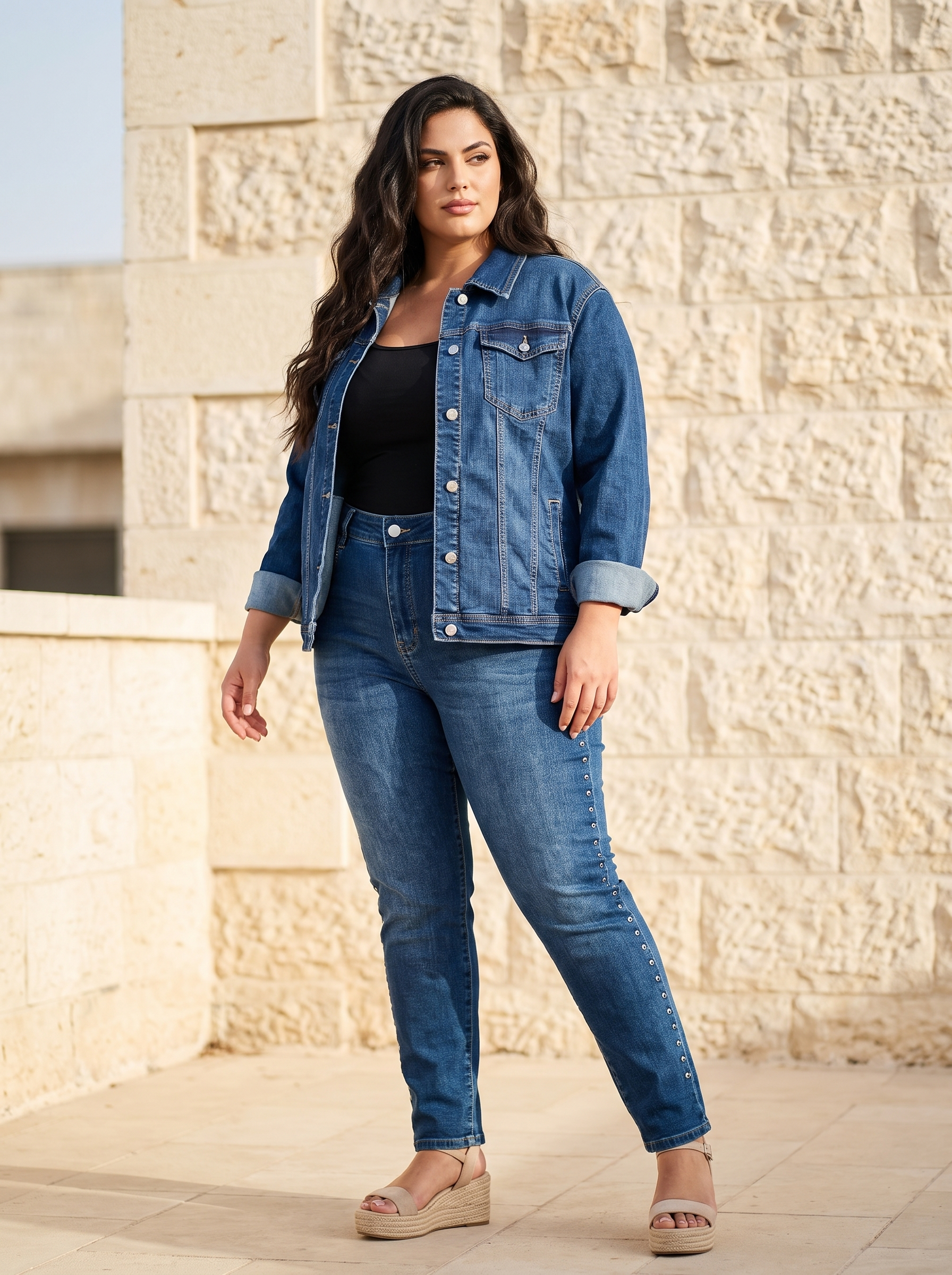 Дънково PLUS SIZE яке тъмен деним