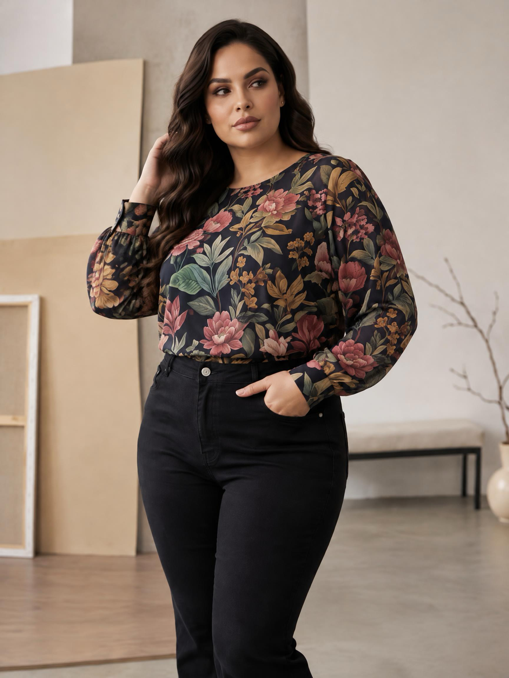 Черни еластични дънки модерна визия PLUS SIZE