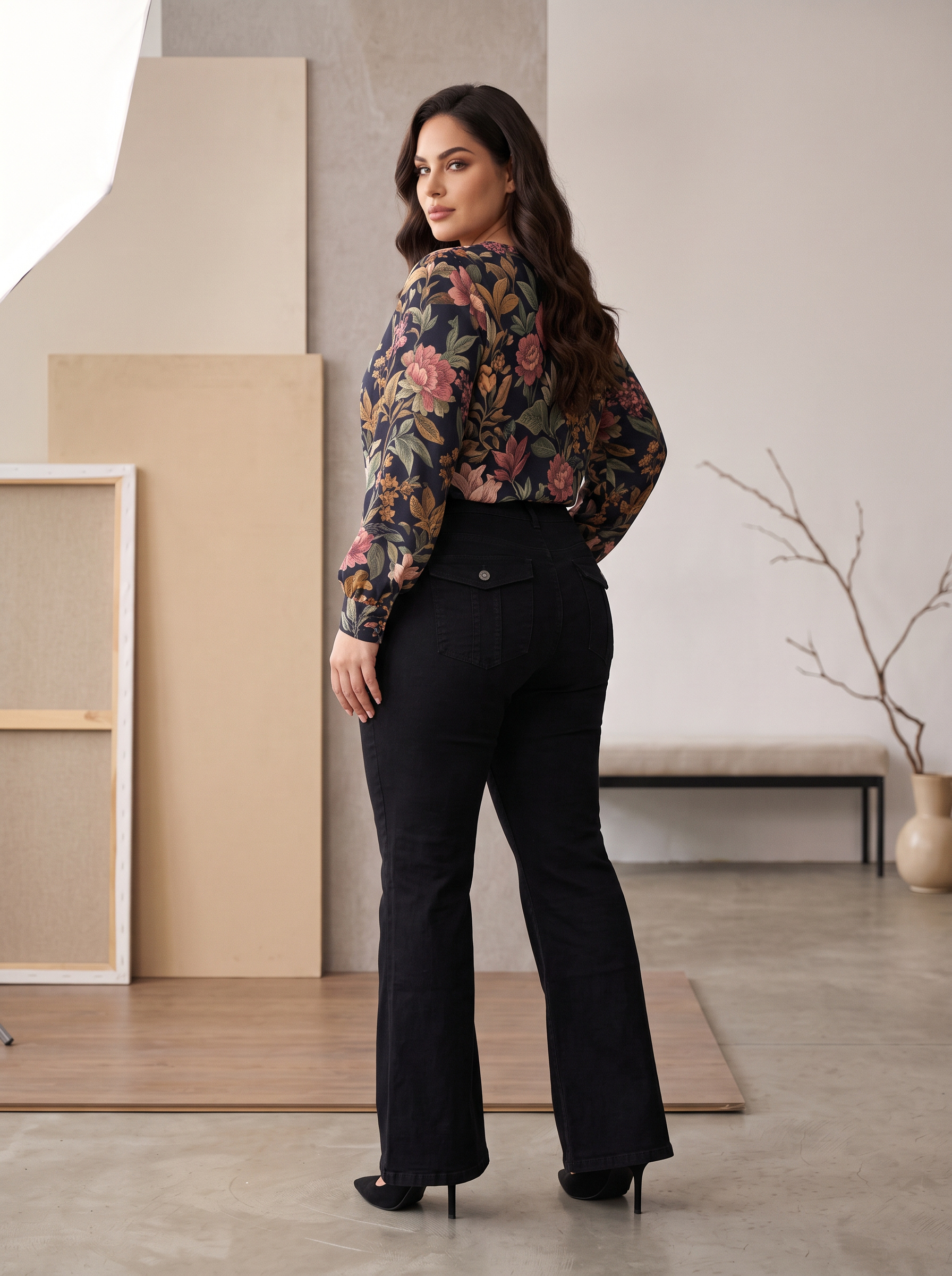 Черни еластични дънки модерна визия PLUS SIZE