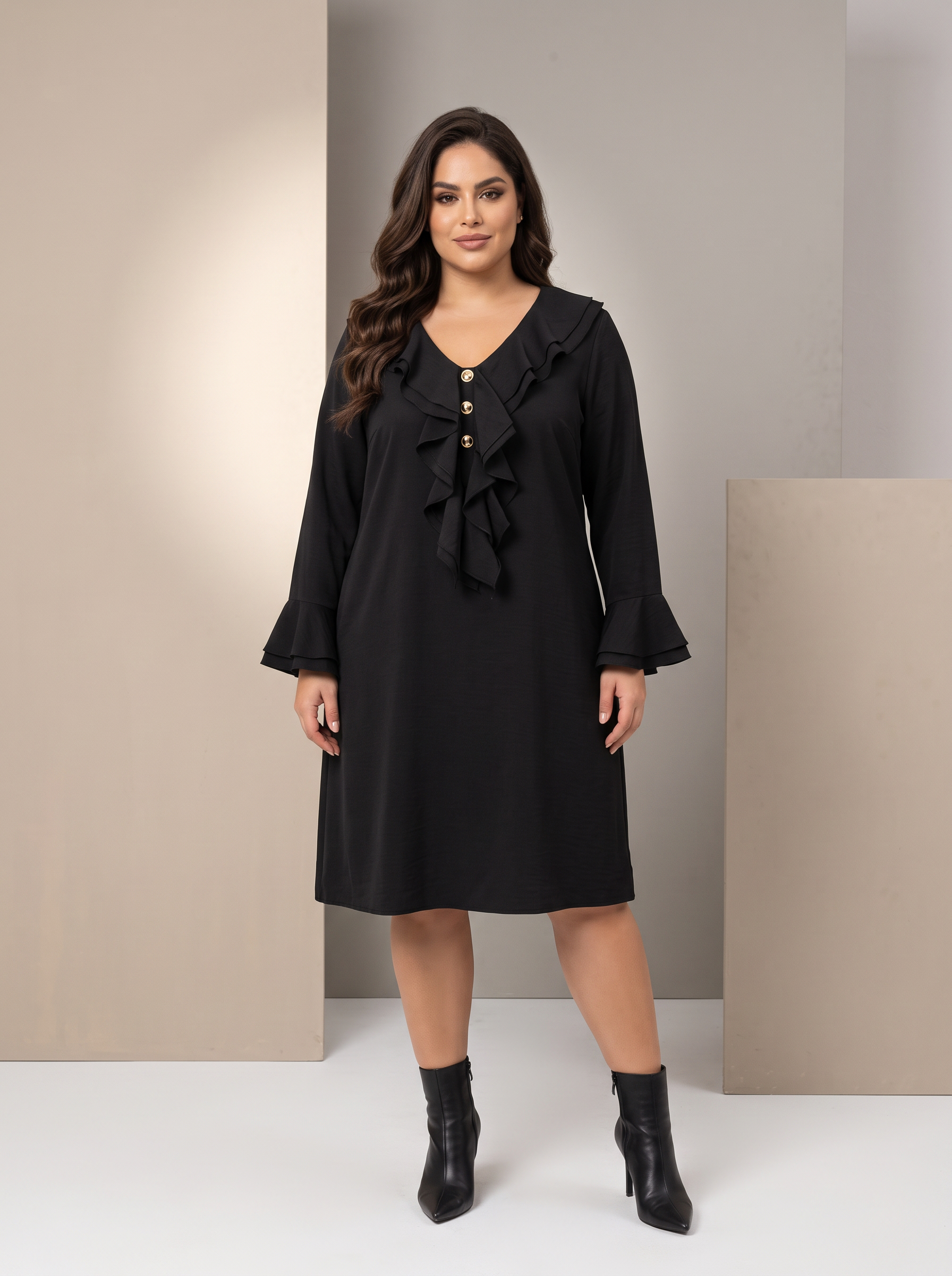 Официална рокля с красиви къдри PLUS SIZE модел 
