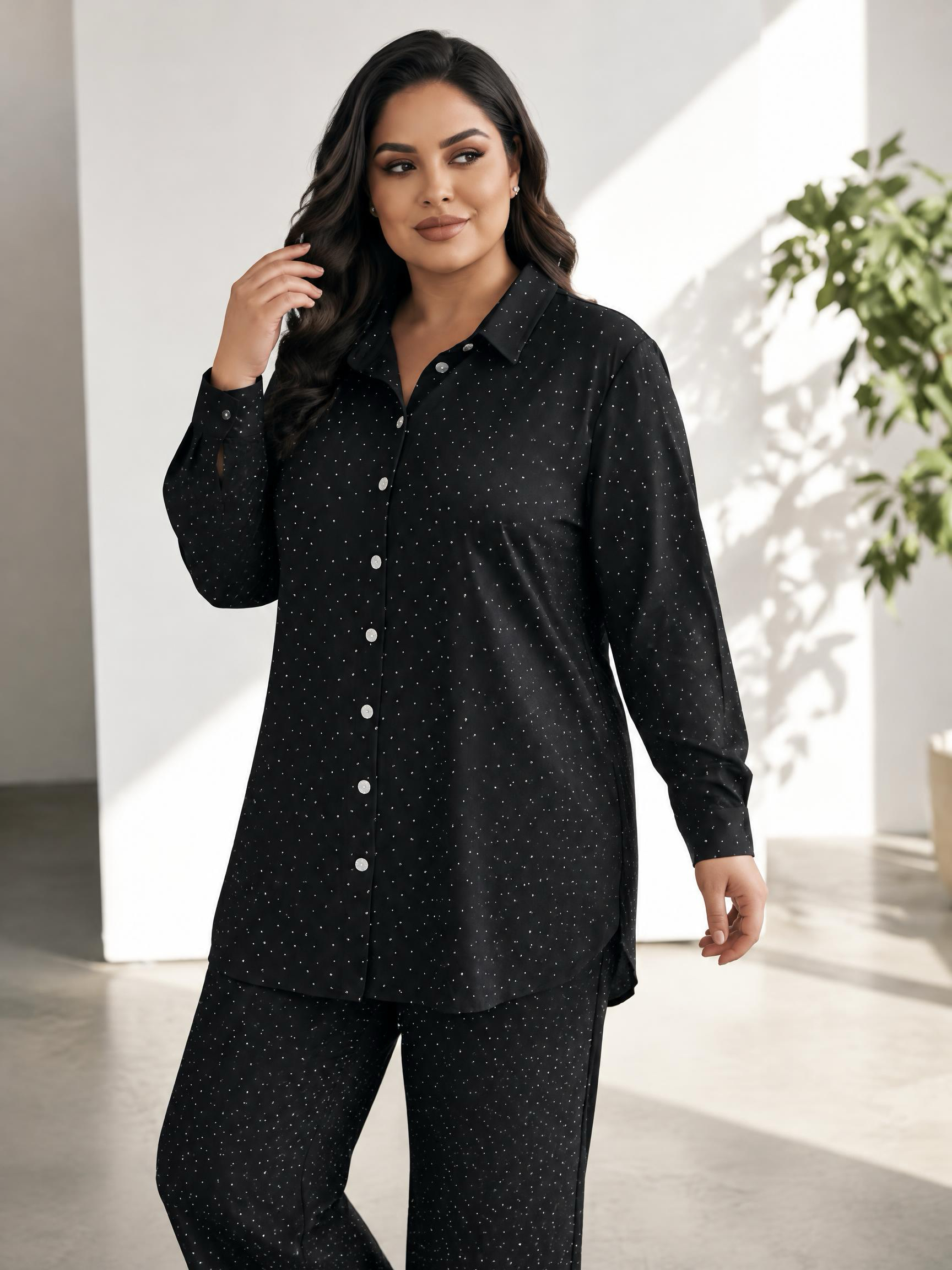 Модерен макси комплект от риза и панталон