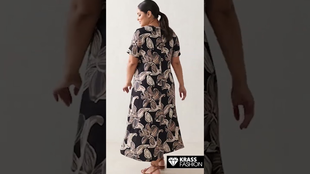 Дълга лятна рокля в черно на кафяви цветя
