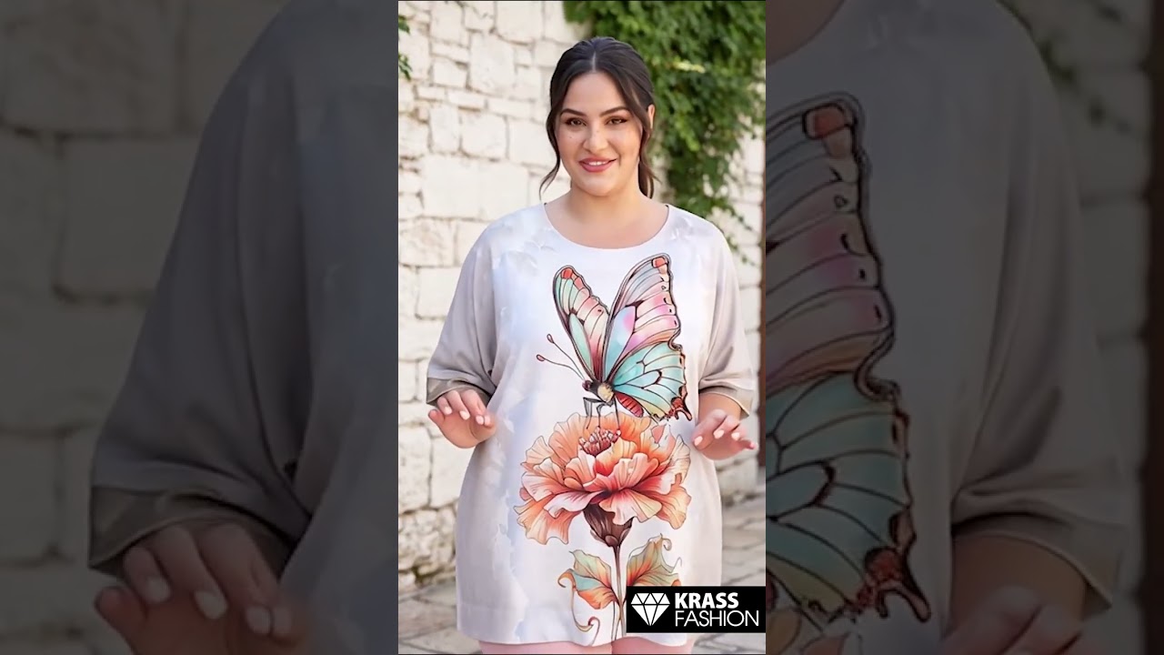Блуза с модерен принт и блясък – Plus Size