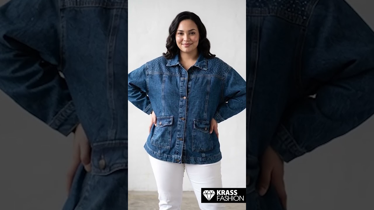 Дънково PLUS SIZE яке тъмен деним и блясък
